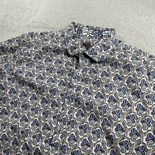 Robert Graham Classic Paisley Embroidered Blue Abstract SS Shirt Size Medium