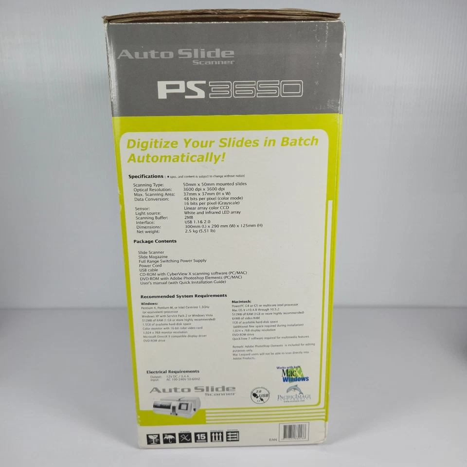 Pacific Image Auto slide PS 3650 18 Megapixels Automatic Slide Scanner NEW 2006 - Image 4 of 4