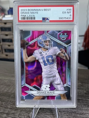 Drake Maye - 2023 Bowman U. Best #96 Pink Lava /100 SP - PSA 6 (only 17 higher)