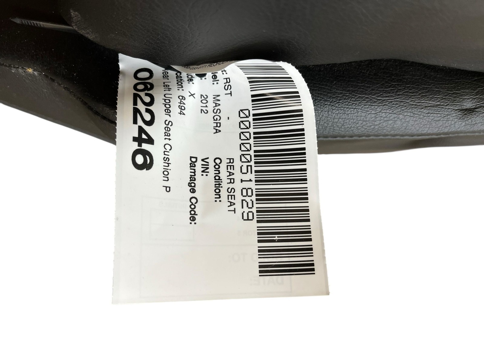 2008-2012 MASERATI GRANTURISMO 4.7L RWD Rear Up Seat Cushion Pad Base W/Headrest