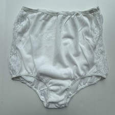 VTG Sherman All Nylon PillowTab Panties Sheer Lace Side Detail Sz 8 Granny Brief