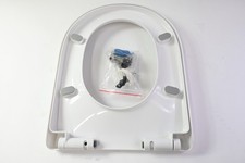 White Plastic Toilet Seat with Lid Bathroom Replacement Hardware - Open Box
