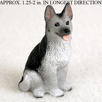 German Shepherd Mini Figurine Black/Silver