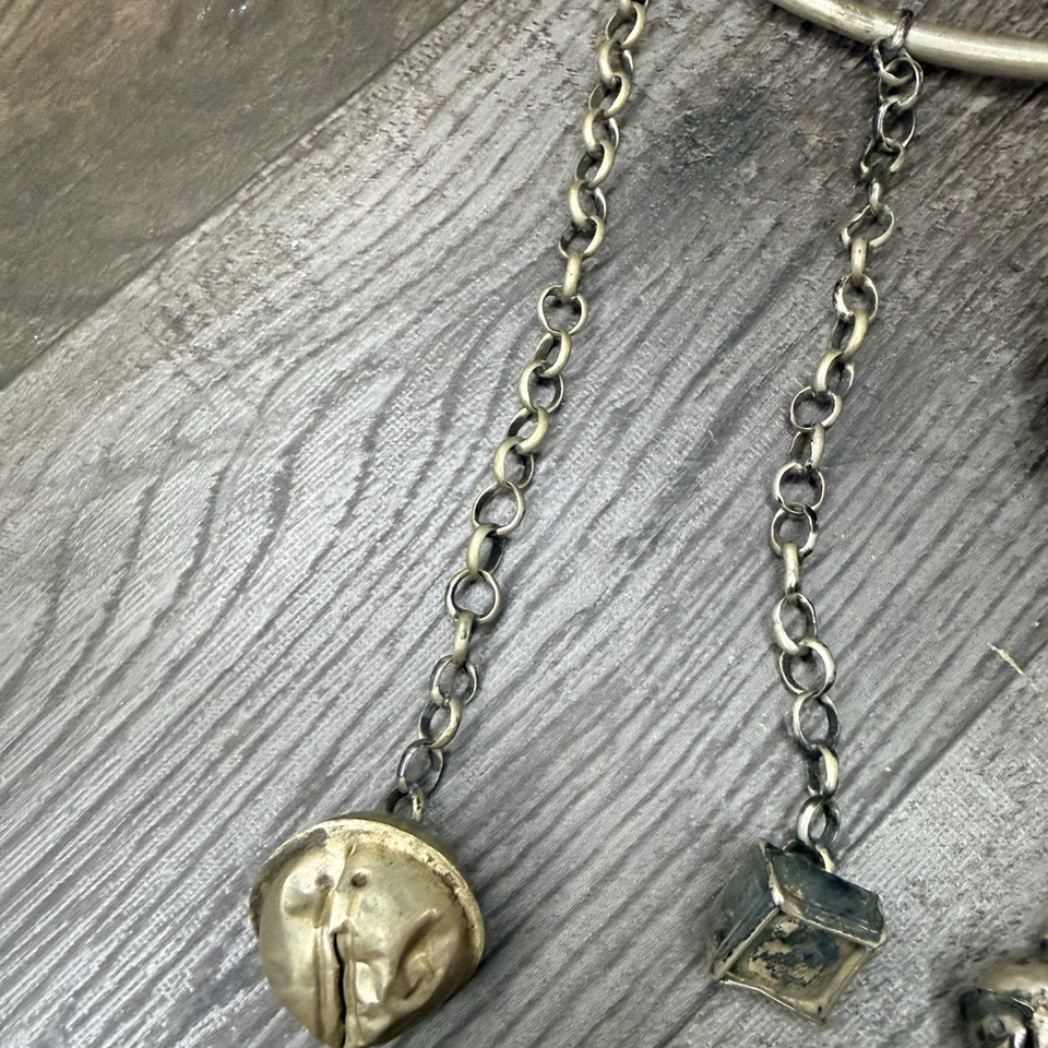 Antiguo collar chino Qing 19C medallón de plata esterlina ajustable 20 pulgadas Foto 4 de 4