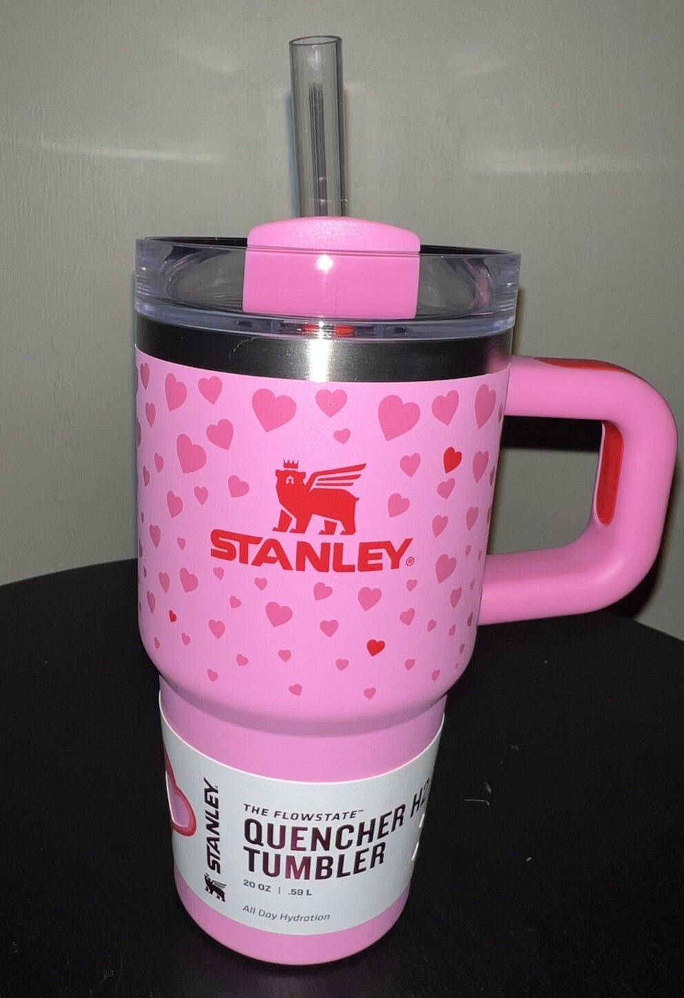 Stanley 20oz H2.0 Flowstate Quencher Tumbler - Sweet Hearts Valentines Day Pink