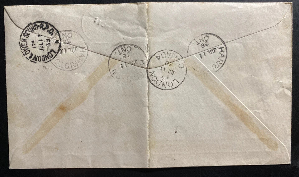 1938 Harriston Canada Cover To London Teeswater & Culross Old Boy Reunion - Image 2 of 2