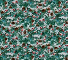 Elizabeth Studio Winter Companion Christmas Holly Quilt Fabric by the Yard