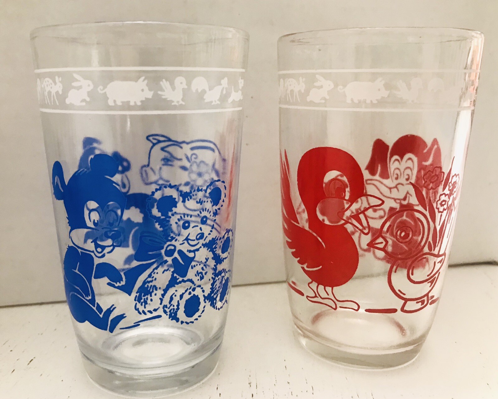 4 Vintage MCM 1950s Kraft Swanky Swigs Animal Juice Glasses eBay