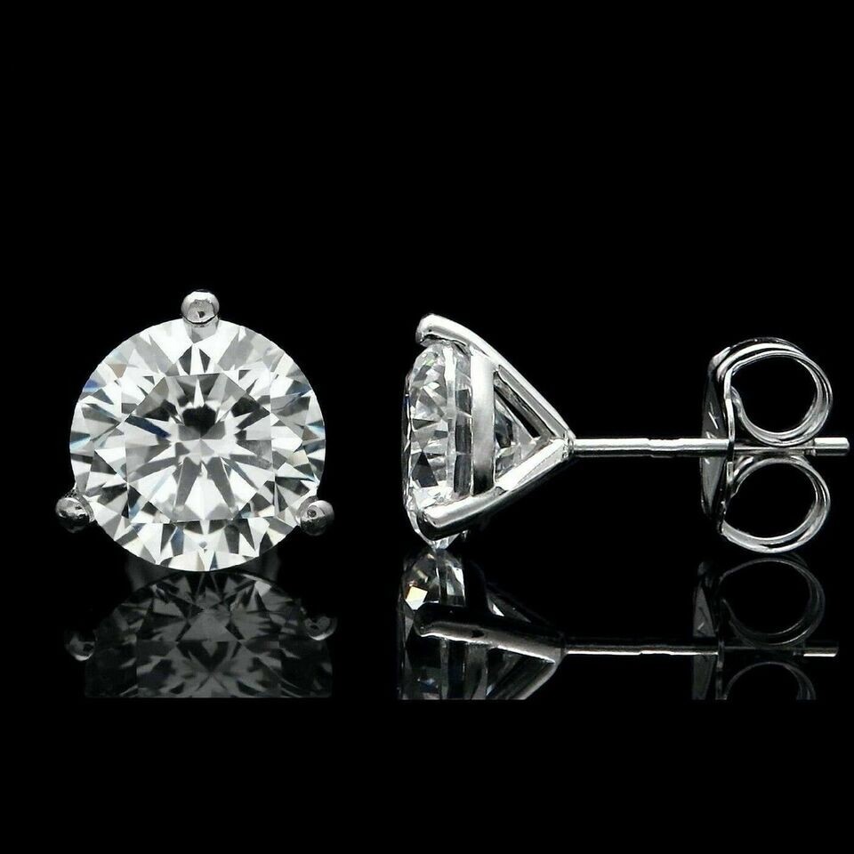 4Ct Lab Created Diamond Solitaire Martini Stud Earrings 14k White Gold Finish