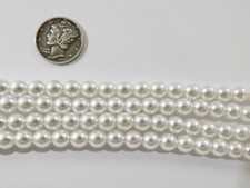 White Glass Pearls 2mm, 3mm, 4mm or 6mm 1 Full Stand Czech Beads