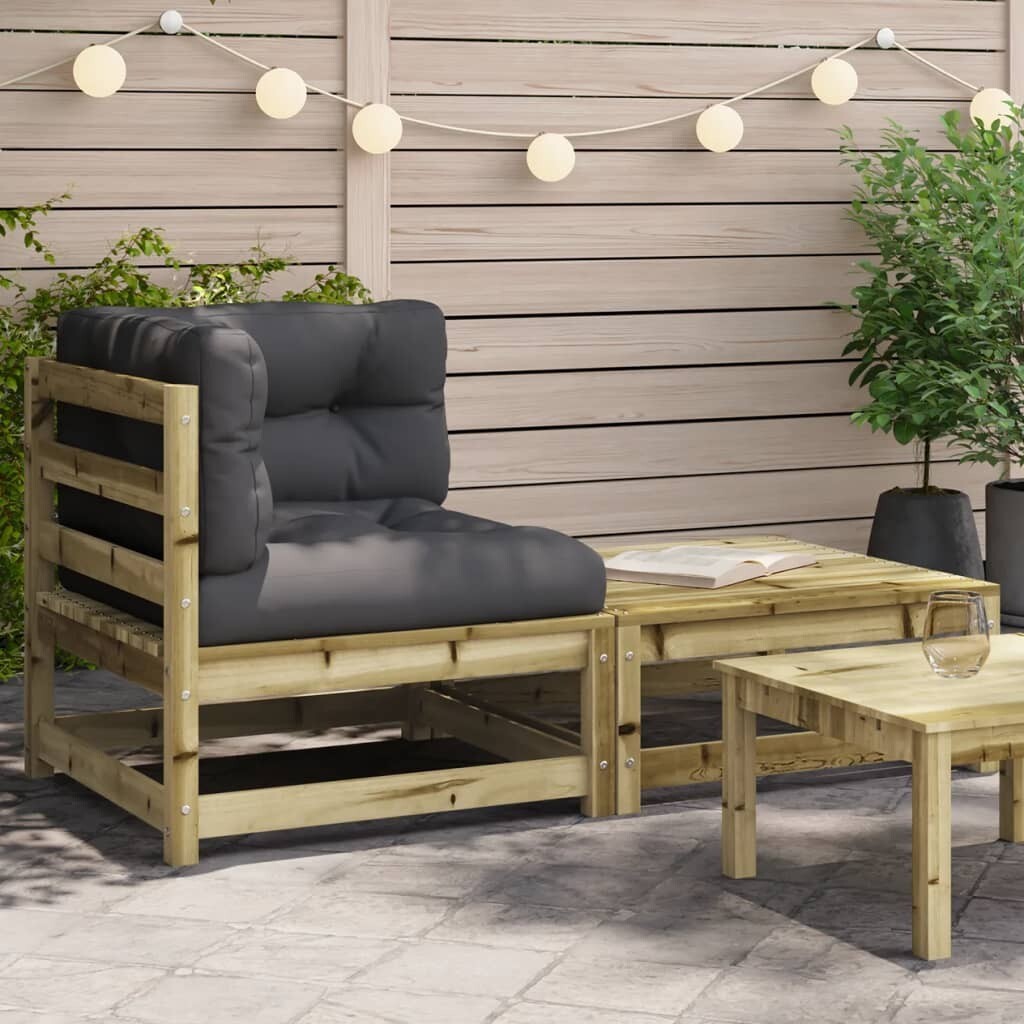 vidaXL Divano Angolare da Giardino con Cuscini e Poggiapiedi