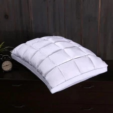 Luxury All Seasons Fill Standard Size Pleated Goose Down Pillow 600TC Firm Neck