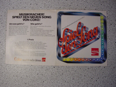 COCA COLA 1976: MUSIKWETTBEWERB ''SPIEL DEN SONG'' TEXT NOTEN AUSSCHREIBUNG, FLEXI