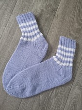 Womens Hand knitted Wool socks size 5-6 uk purple