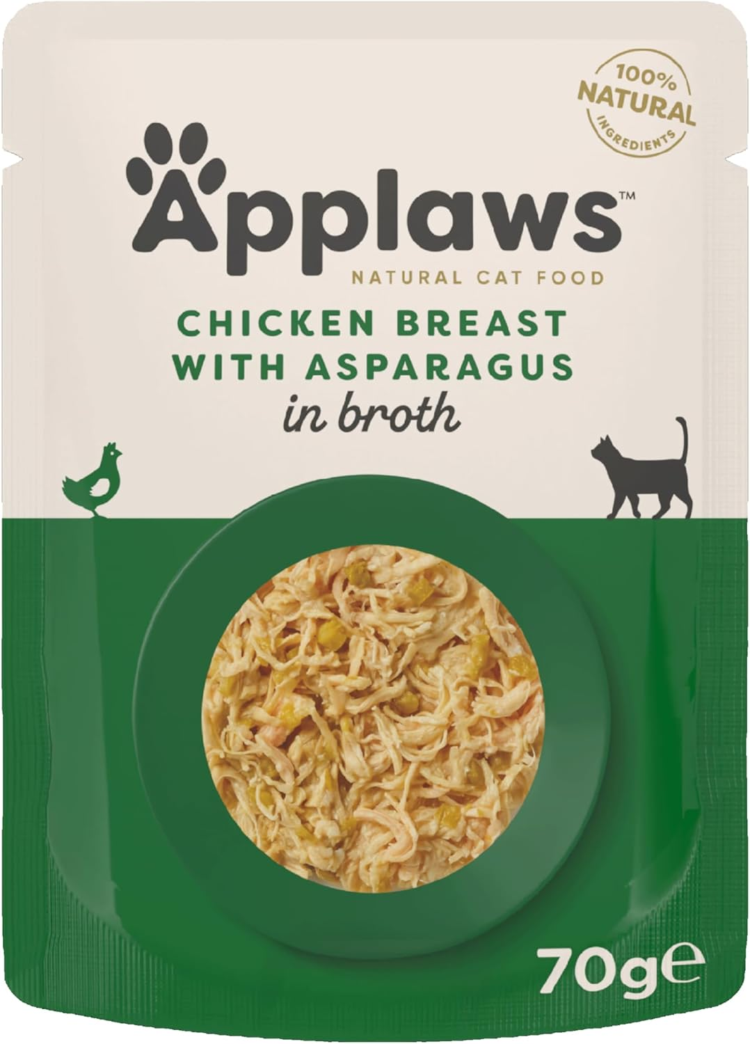 Applaws - Wet Cat Food - ‎Chicken with Asparagus in Broth - 12x70g Pouch