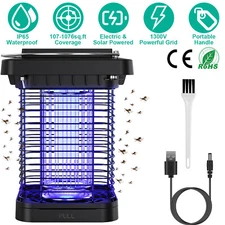 Solar USB Mosquito Killer Light Electronic Fly Bug Zapper Trap Lamp with Brush