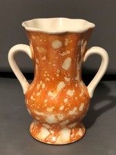 Vintage Mid Century Modern Pottery Vase orange White Black Lava Glaze Czech Rep