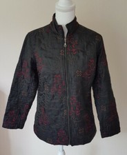 Chicos Womens Black Embroidered Jacket Size 6