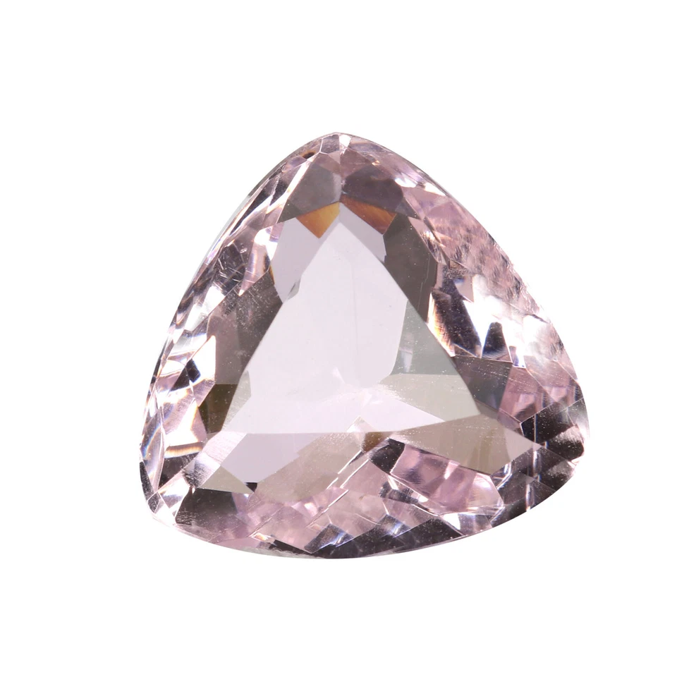 Hidrotermal rosa claro 135 quilates corte trillón topacio creado en laboratorio para joyeros Foto 3 de 4