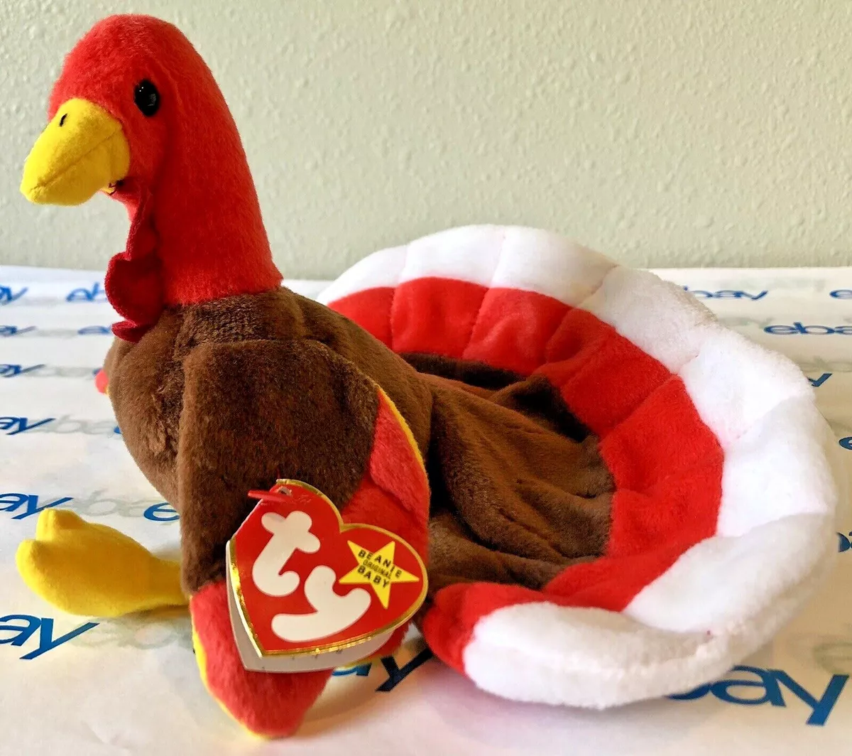 Gobbles 1996 Ty Beanie Baby Swing Tag Style 4034 PVC Pellets