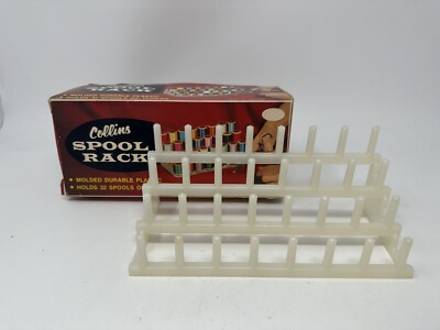 Vintage COLLINS SPOOL RACK HOLDS 32 SPOOLS OF THREAD