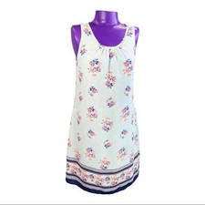 Skies Are Blue light blue floral a-line summer tank dress XS