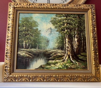 Emery Walton VTG Forest Landscape Oil Painting Canvas Signed 31''x27 LOCAL PICK-U