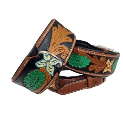 TYSONS BREECHES Bouquet Hunde Halsband Leder Lederhalsband Braun Tysons extra Breit M L XL