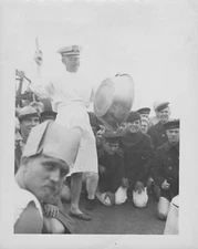 1944 WWII USS Manatee, Officer start of Crossing the Equator Ceremony Photo 