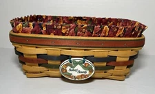 Longaberger 1998 Vintage Baker’s Bounty Basket W/ Fabric Liner & Tie-On