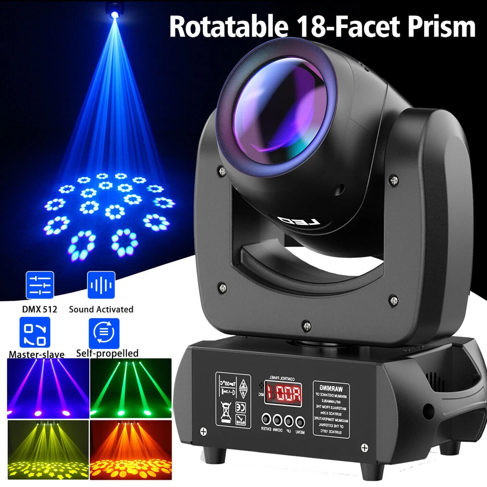 4X 200W LED Beam Moving Head 18 Prisma 8 Gobo Bühnenlicht DMX dj Spot Partylicht - Bild 4 von 4