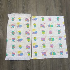 Vintage BABAR THE ELEPHANT Pillow Case Sham Set Cartoon French Jean de Brunhoff