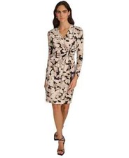 Calvin Klein Women's Printed Surplice-Neck Sheath Dress, Black Multi, 8