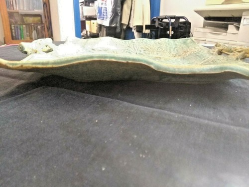 Vintage Mid-Century Pottery Stoneware Serving Tray With Handles - Picture 4 of 8
