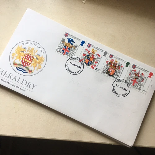 GB STAMPS FDC FIRST DAY COVER 1984 HERALDRY Rotherham Postmark UNADDRESSED