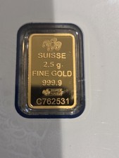 PAMP Suisse Lady Fortuna 2.5G Gold Bar 999.9 Fineness in Assay 4398.03 per troy oz