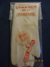 NEW Vintage Miss Aris White Stretch One-Size-Fits-All Gloves 2A-1342