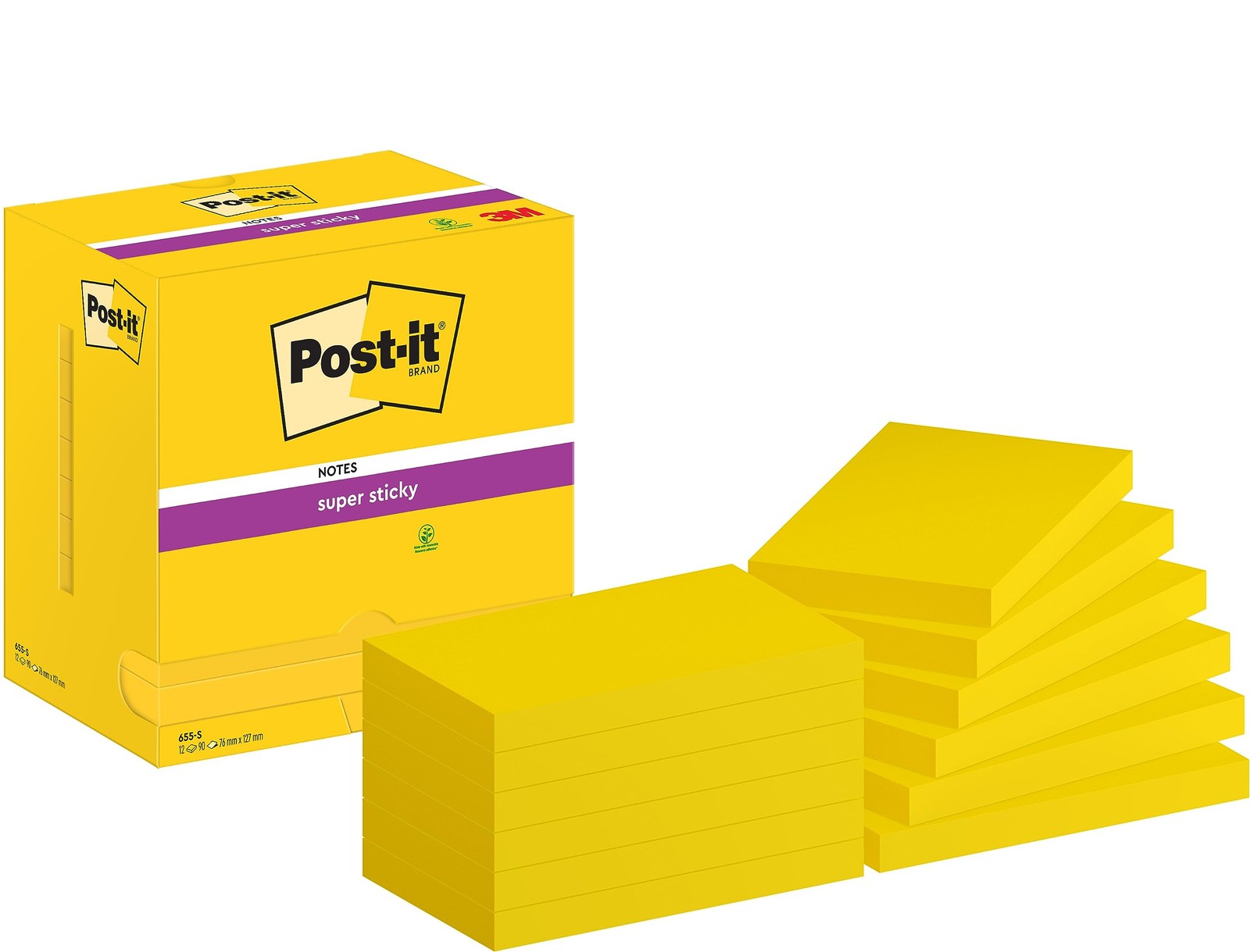 Post-it Super Sticky Notes Ultra Yellow Colour, Pack of 12 Pads, 90 Sheets per P