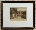 RARE VINTAGE ORIGINAL ART ON SILK "OBERAMMERGAU" ~ SIGNED & FRAMED ~ 1930's