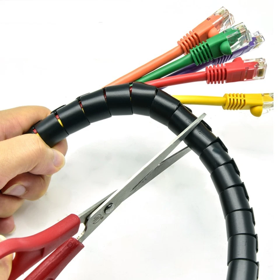 5x 1.5m 30mm Black Spiral Wrapping Bands Cable Tidy Management Organizer Tube - Image 4 of 4