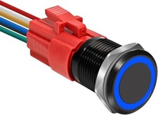 16mm Latching Push Button Switch 12V Waterproof LED Blue Lig Color: Blue light