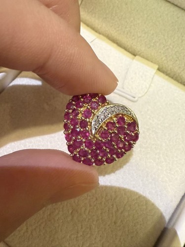 14K Gold Heart-Shaped Ruby & Diamond Pendant, Fine Jewelry