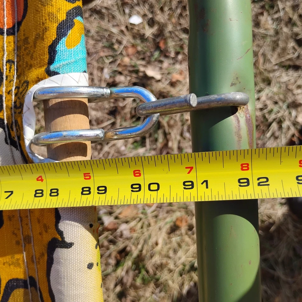 60s Free Standing Hammock Orange Floral Green Metal Frame Flower Power Algoma - Image 4 of 4