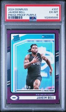 2024 PANINI DONRUSS PRESS PROOF PURPLE #337 JAHEIM BELL ROOKIE RC PSA 6