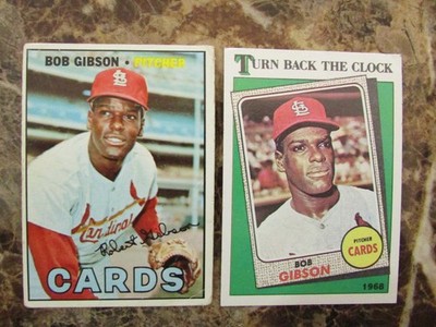 Bob Gibson St Louis Cardinals  Hall of Famer Topps Cards 1967 #210 & 1988 #664