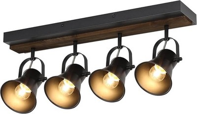 4-Light Black Track Lighting Fixture Adjustable Ceiling Wall Mount Spotlight