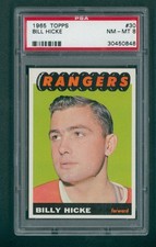 1965 Topps Hockey Card - #30 Bill Hicke, PSA 8 NM/MT