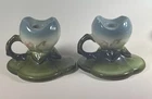 Hull Pottery Pair Of Candleholders Woodland Pattern W30