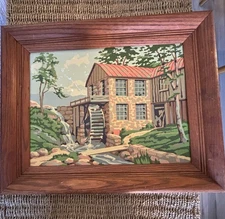 Vtg Paint By Number Painting The Old Mill Craftint 1957 * Flaw See Photo
