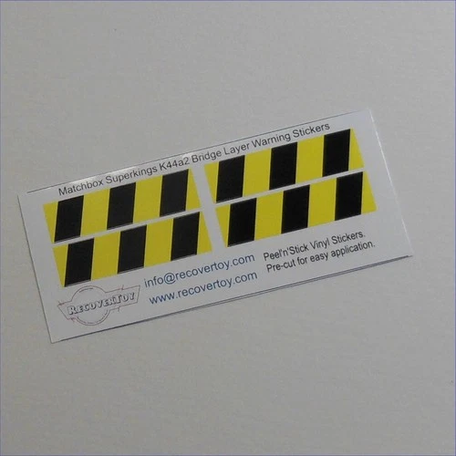 Matchbox Lesney King Size K 44a2 Berliet Bridge Layer Warning Sticker Set